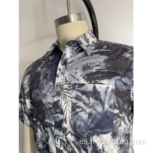 Camisa de manga corta casual estampada oscura